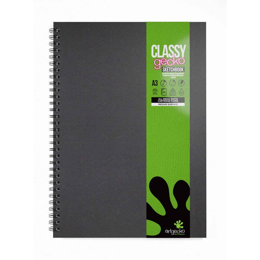 Artgecko Premium A3 Sketchbook - 80 Pages (40 Sheets) 150gsm White Paper for Artists & Designers - Perfect for Drawing, Sketching & Watercolor Painting