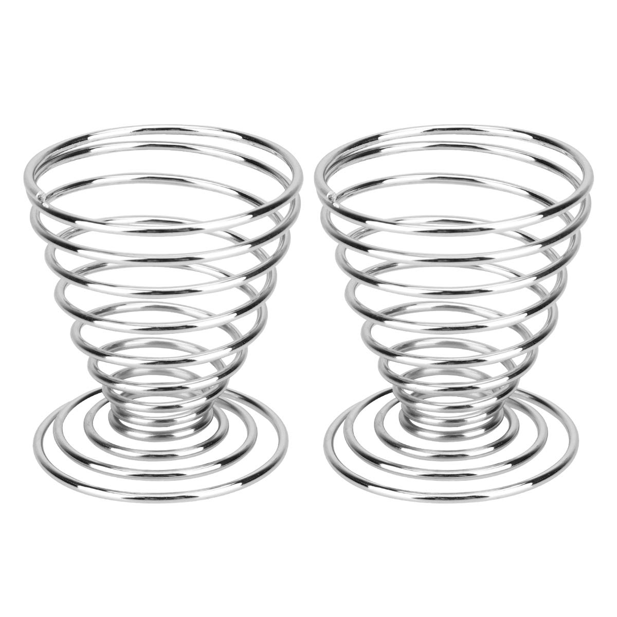 DOITOOL 2-Pack Stainless Steel Egg Cups - Mini Spring Wire Egg Tray Holder for Boiled Eggs | Perfect for Breakfast, Kitchen Storage & Easter Decor