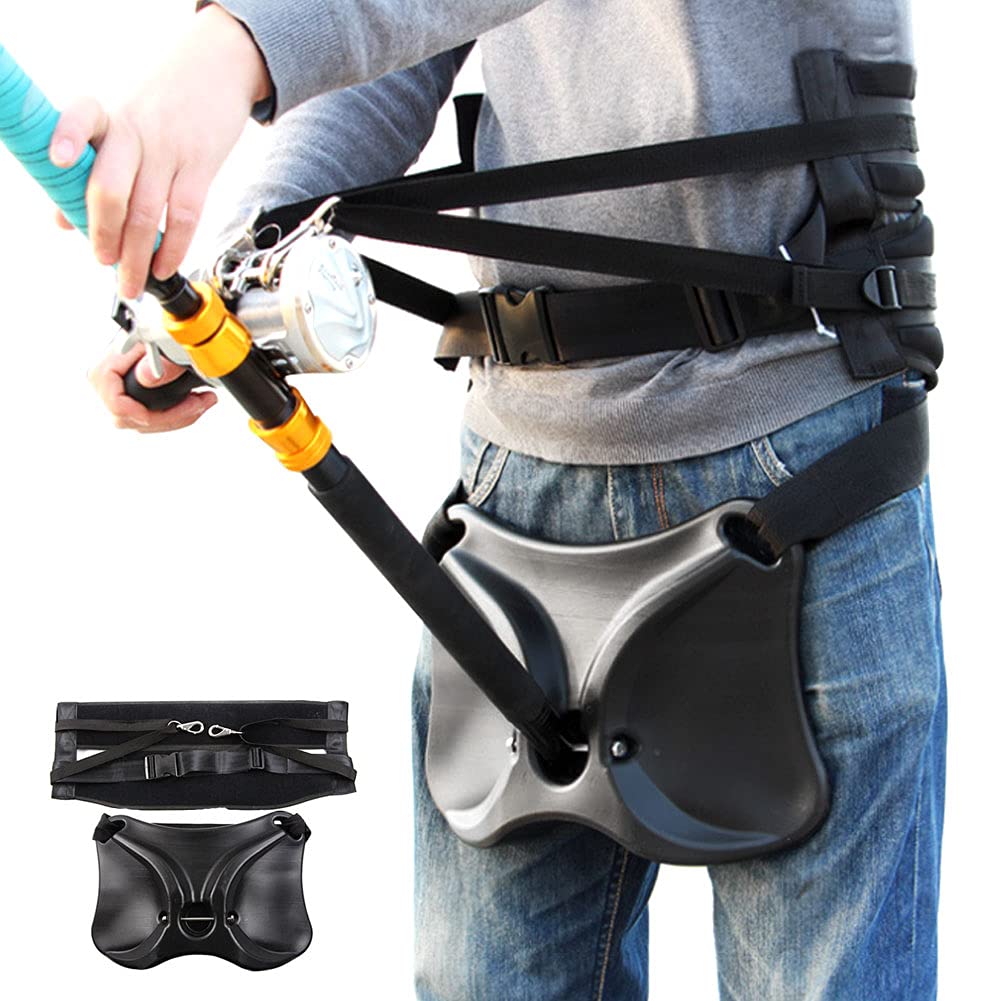 Adjustable Fishing Fighting Waist Belt (140cm-160cm) - Double Safety Support for Deep Sea & Offshore Fishing | Stand Up Rod Holder | Comfortable Belly Top for Boat Fishing Tackle | Perfect for Saltwater Anglers & Big Game Fishing