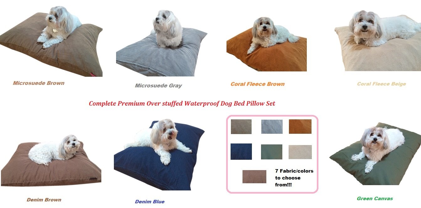 Durable Memory Foam Dog Bed - Waterproof Pet Pillow for Small Medium Large Dogs - Cozy Coral Fleece Bedding for Home & Travel (36