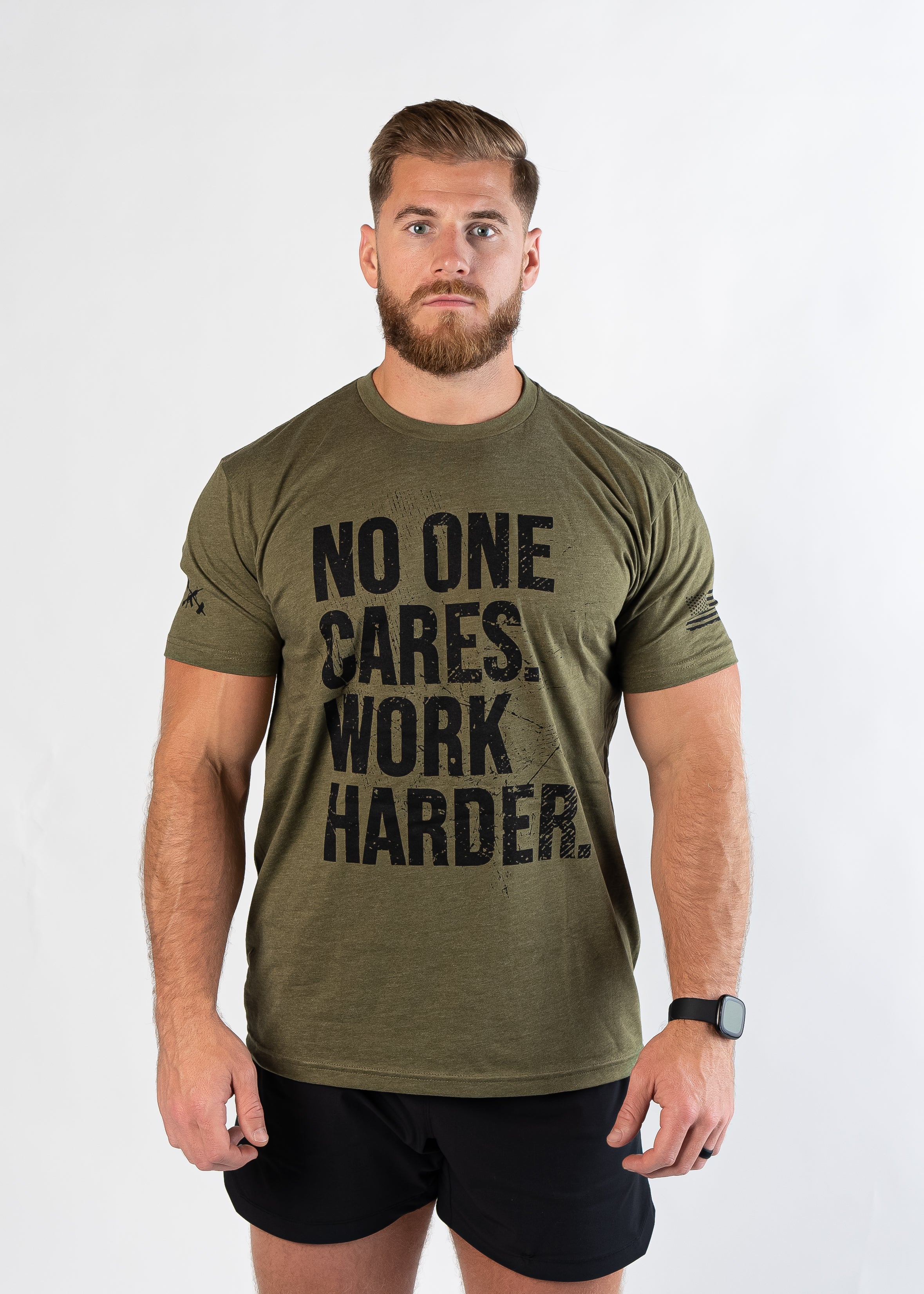 Men's No One Cares Graphic T-Shirt | OD Green Cotton Tee | Casual Streetwear & Everyday Wear