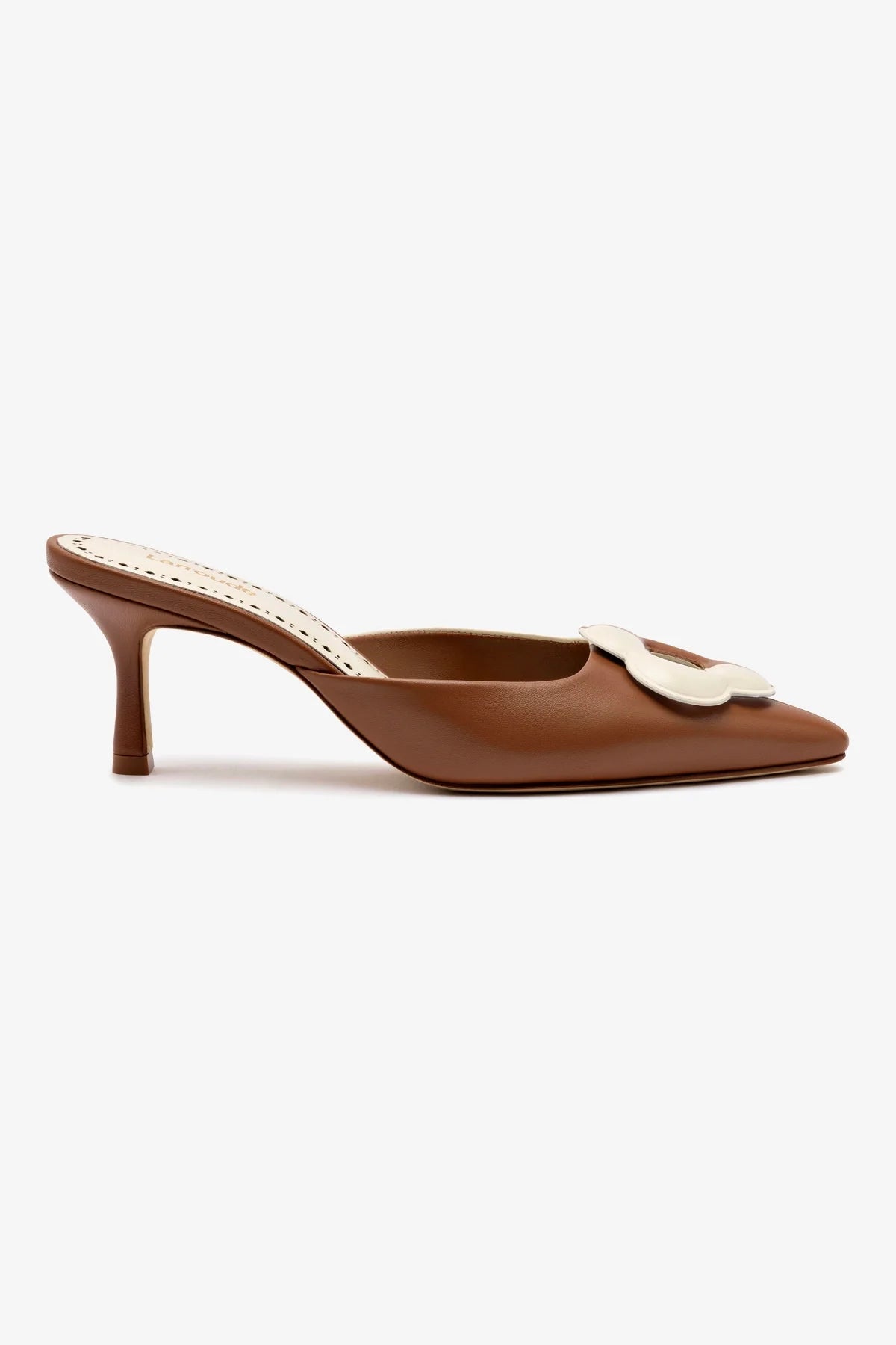 Flora Pump in Caramel & Ivory Leather - Women's Comfortable Heels for Work, Party & Wedding | Fashionable Dress Shoes for Office & Special Occasions