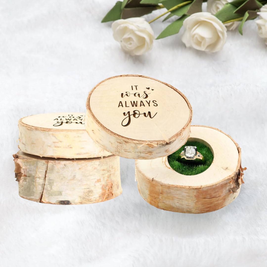 Koyal Wholesale Engraved Ring Box - Real Birch Wood Engagement Ring Box with 'It Was Always You' Inscription | Perfect for Wedding Proposals, Anniversary Gifts & Romantic Surprises