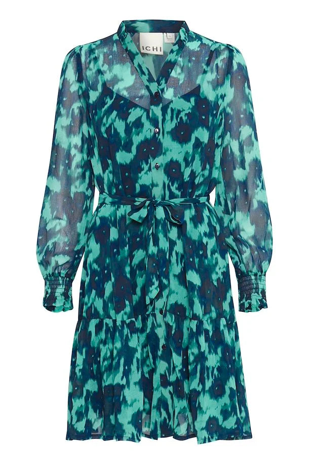 Florro Mini Smock Dress for Women - Green & Blue Slate Casual Summer Dress | Perfect for Beach, Vacation & Everyday Wear