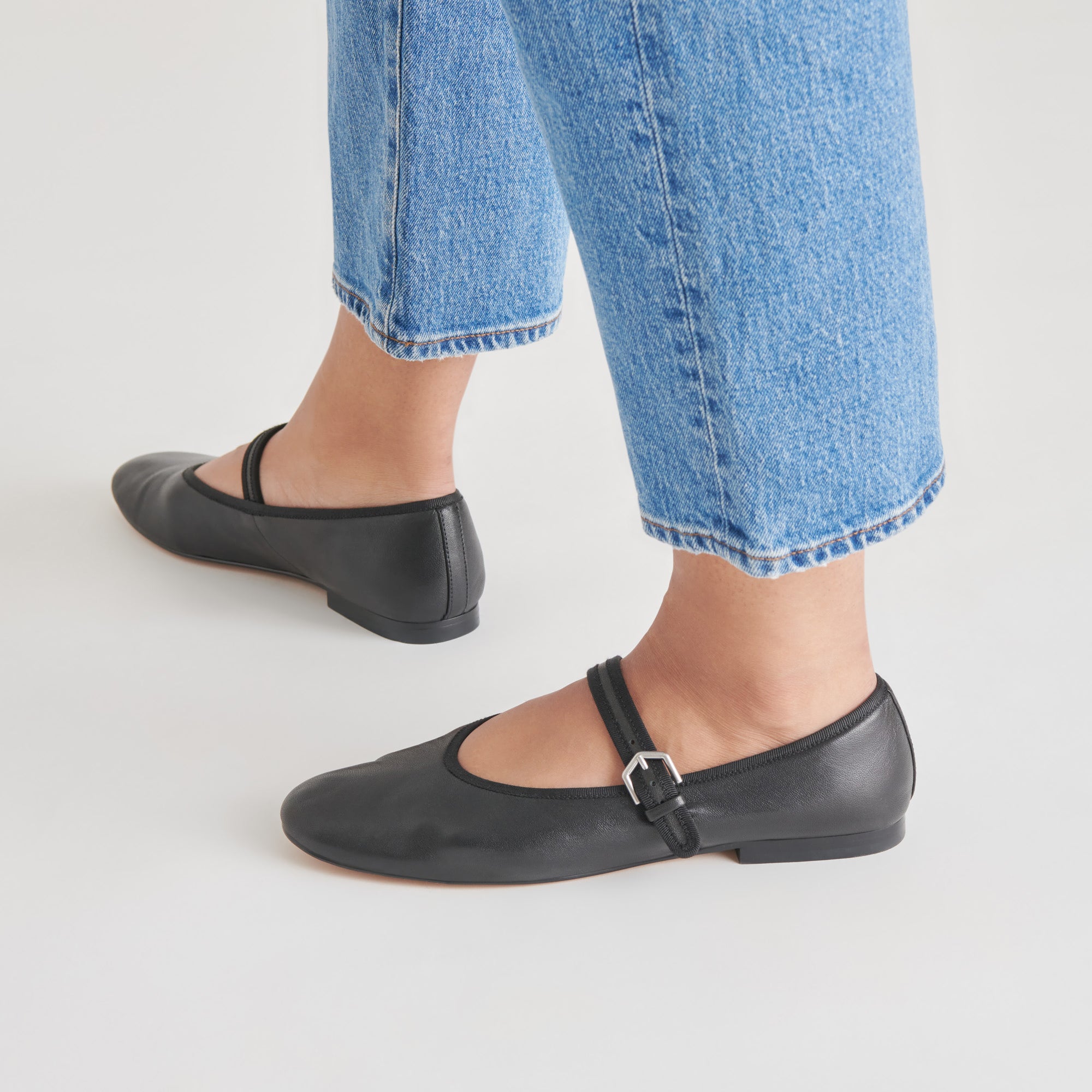 ROSLYN Black Leather Ballet Flats for Women - Comfortable & Stylish Shoes for Work, Office, and Casual Wear