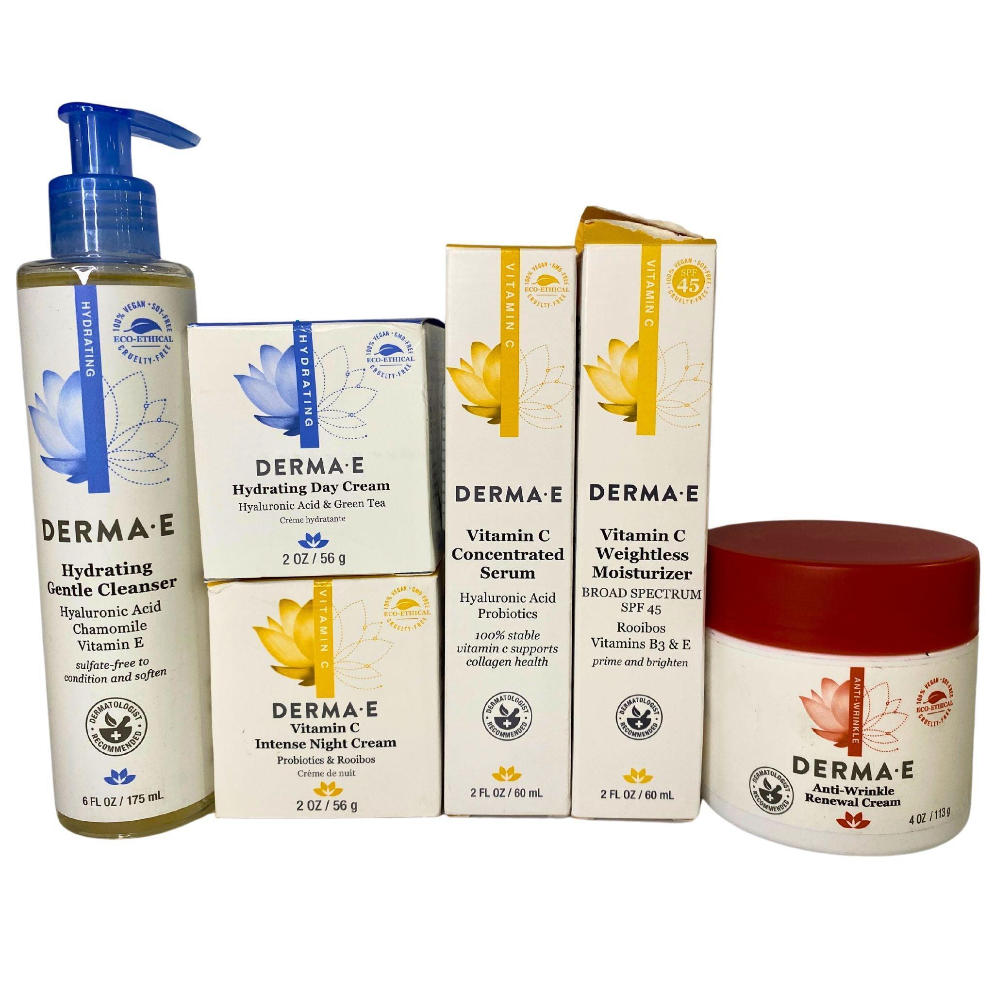 Derma E Skincare Bundle - 32 Piece Assorted Lot for Face & Body Care | Perfect for Daily Skincare Routine, Travel & Gifting