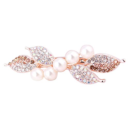 Elegant Women's Faux Pearl Rhinestone Bow Knot Hair Clips - Champagne Gold Hairpins for Weddings, Parties & Special Occasions