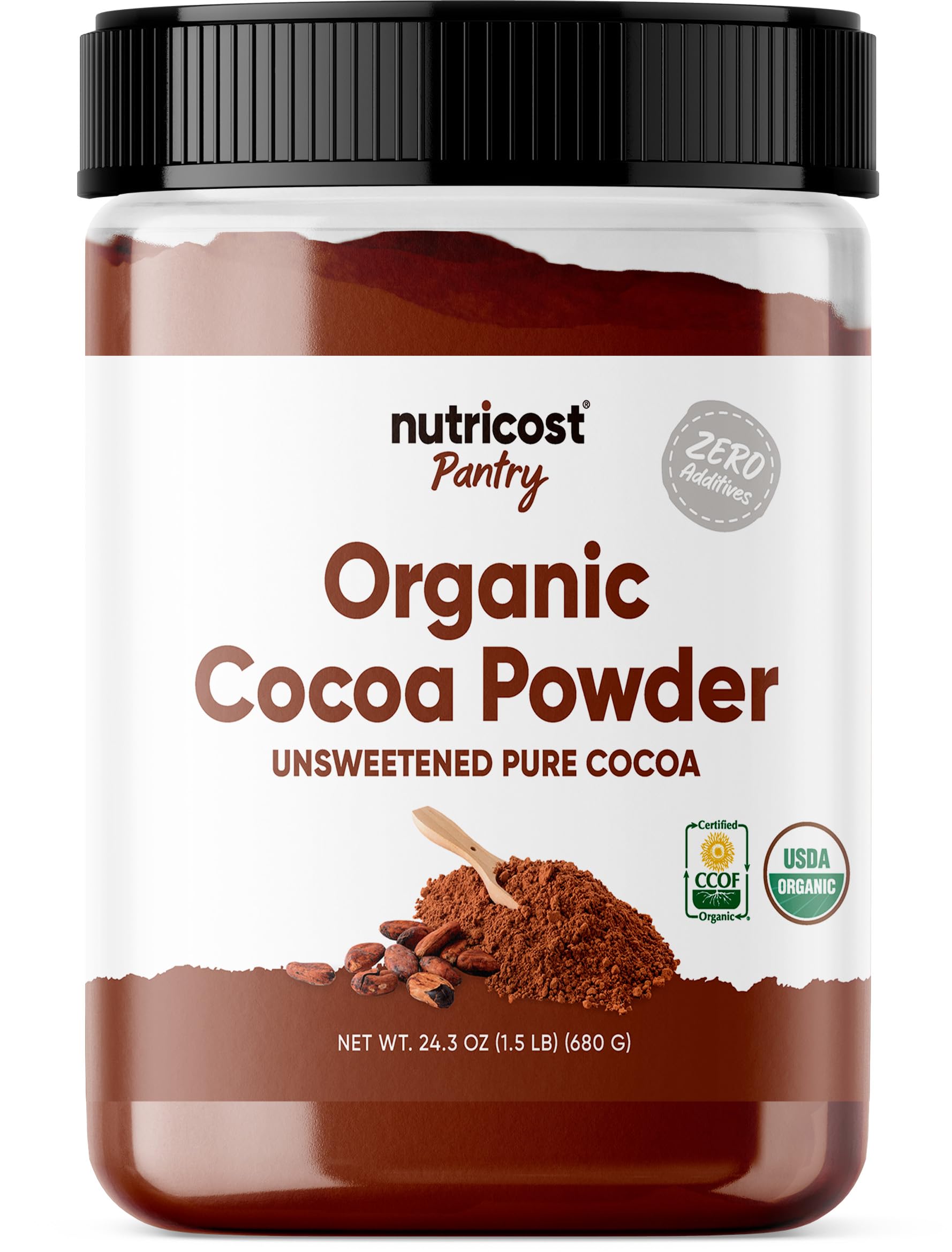 Nutricost Organic Cocoa Powder 1.5lb - Non-GMO, Gluten Free, Vegan Baking Cocoa for Desserts, Smoothies & Hot Chocolate | Pantry-Stable Superfood for Baking & Cooking