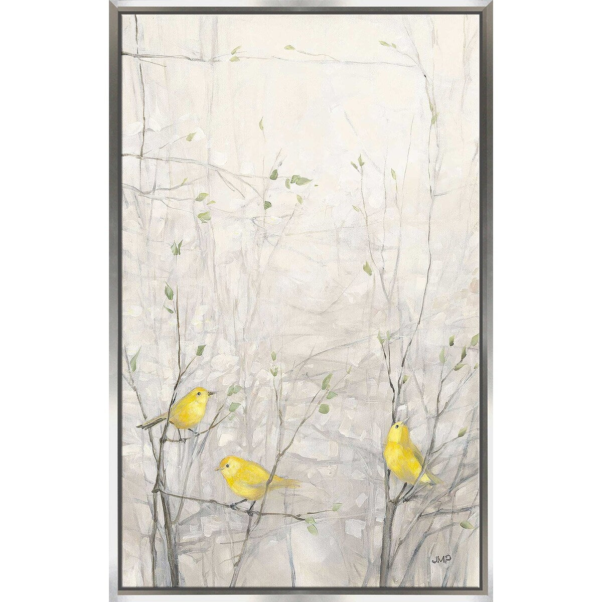 Birds in Trees Art Print - Framed Floating Canvas Wall Decor for Living Room, Bedroom & Office | Nature-Inspired Home Decor