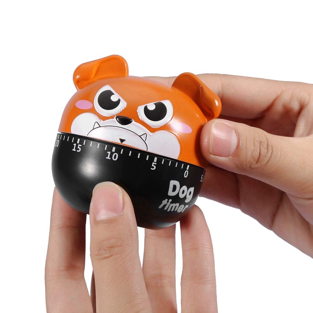 Cute Dog-Shaped Mechanical Kitchen Timer - 55-Minute Countdown Clock for Cooking, Baking & Egg Timing - No Battery Required (Brown) | Perfect for Home Chefs, Bakers & Classroom Activities