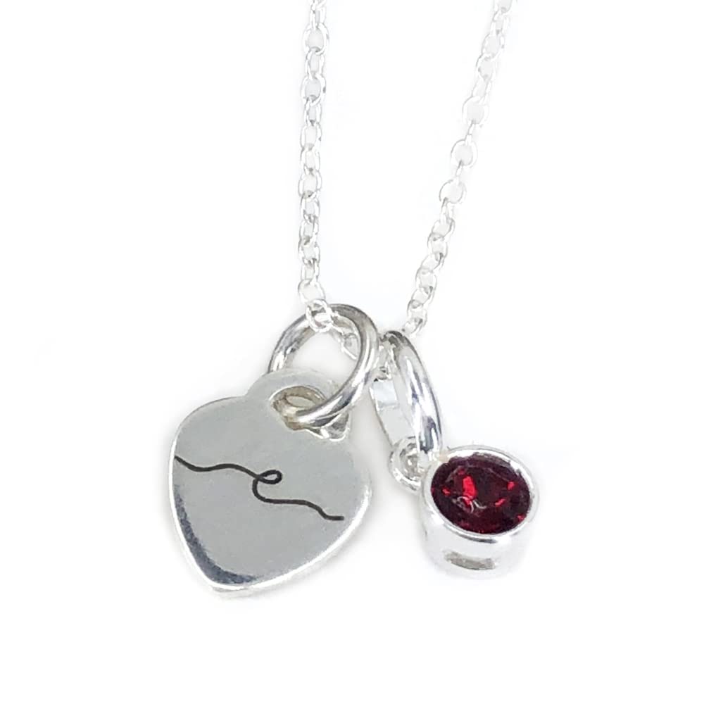 Heart Crystal Birthstone Charm Necklace in Sterling Silver - Perfect Gift for Anniversary, Birthday & Valentine's Day