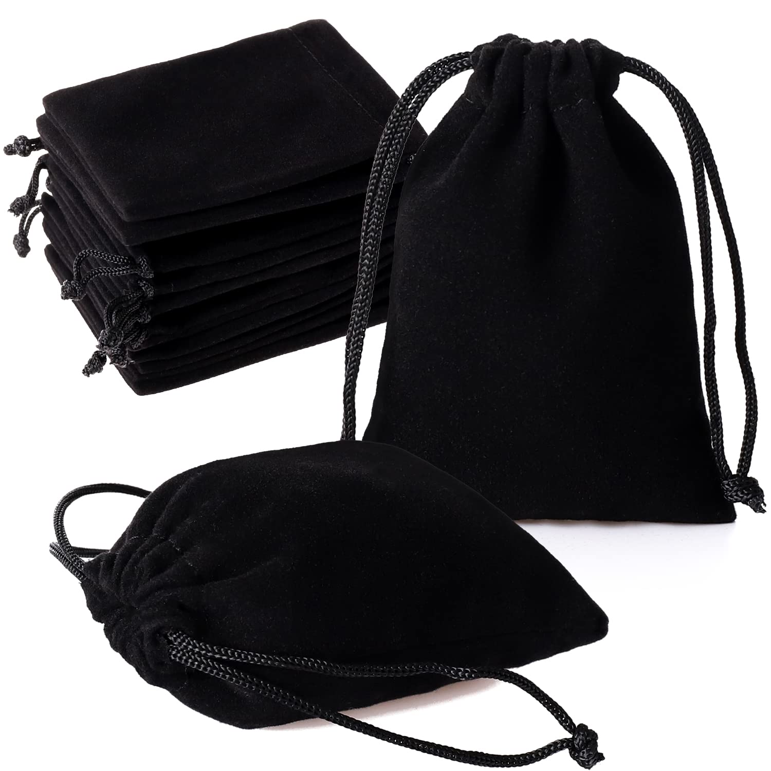 Premium Velvet Drawstring Bags - 20PCS Black Jewelry Pouches for Christmas, Party Favors, Advent Calendar & Gift Wrapping | Small Velvet Bags for Jewelry, Bracelets, Candy, Dice & Treats | Elegant Party Favor Bags for Weddings, Baby Showers & Special Events