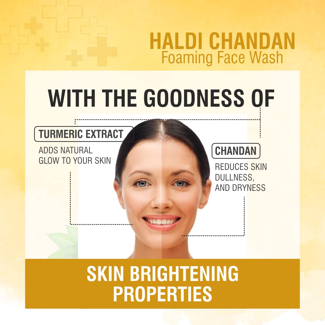 Nuerma Science Haldi Chandan Foaming Face Wash with Vitamin C - Skin Brightening, Dark Spot Corrector & Oil Control for Glowing Skin (150ml) | Daily Cleanser for Tanned & Dry Skin | Perfect for Morning & Night Skincare Routine