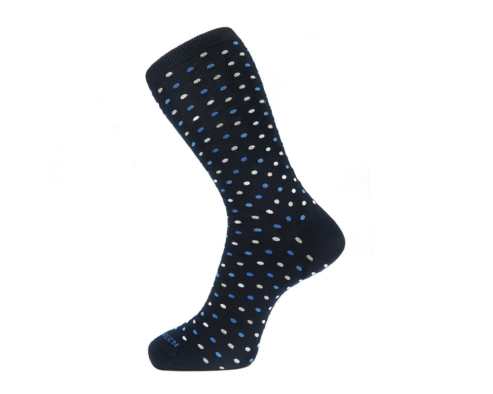 Fortis Green Men's Navy Microdots Socks - Comfortable & Breathable for Everyday Wear, Running, and Outdoor Activities