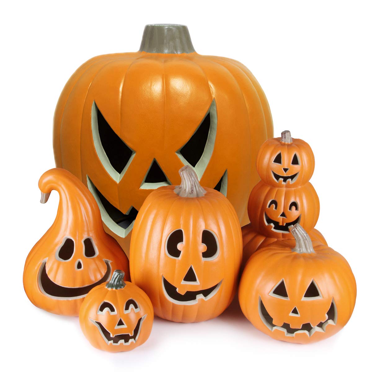 Large 21in Halloween Pumpkin Lantern with LED Light - Jack O'Lantern Decor for Indoor & Outdoor - Spooky Party, Porch, Yard, and Home Decoration