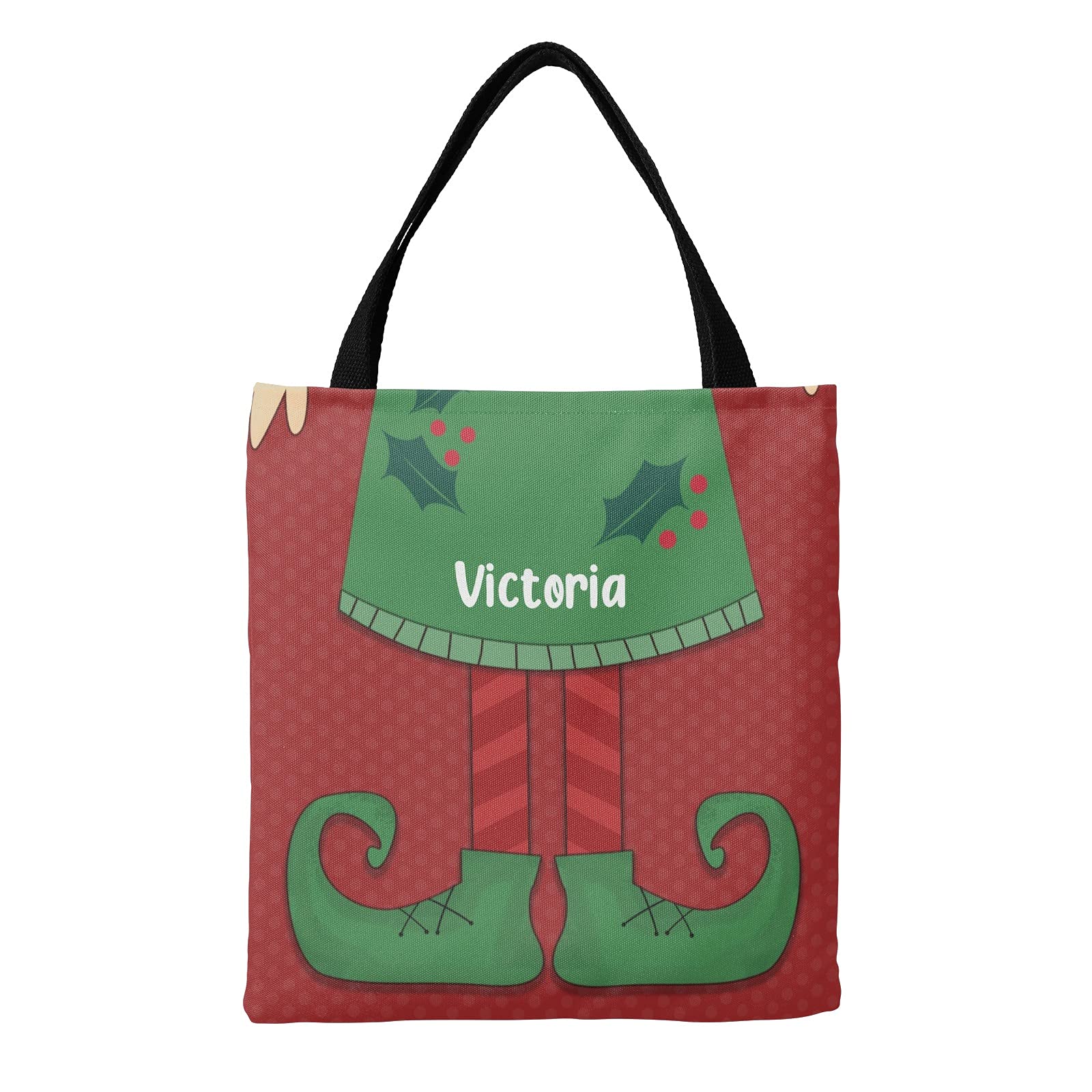 Personalized Christmas Green Canvas Tote Bags - Eco-Friendly Reusable Shopping Bags for Travel, School & Gifts | Perfect for Holiday Shopping, Beach Trips & Campus Life