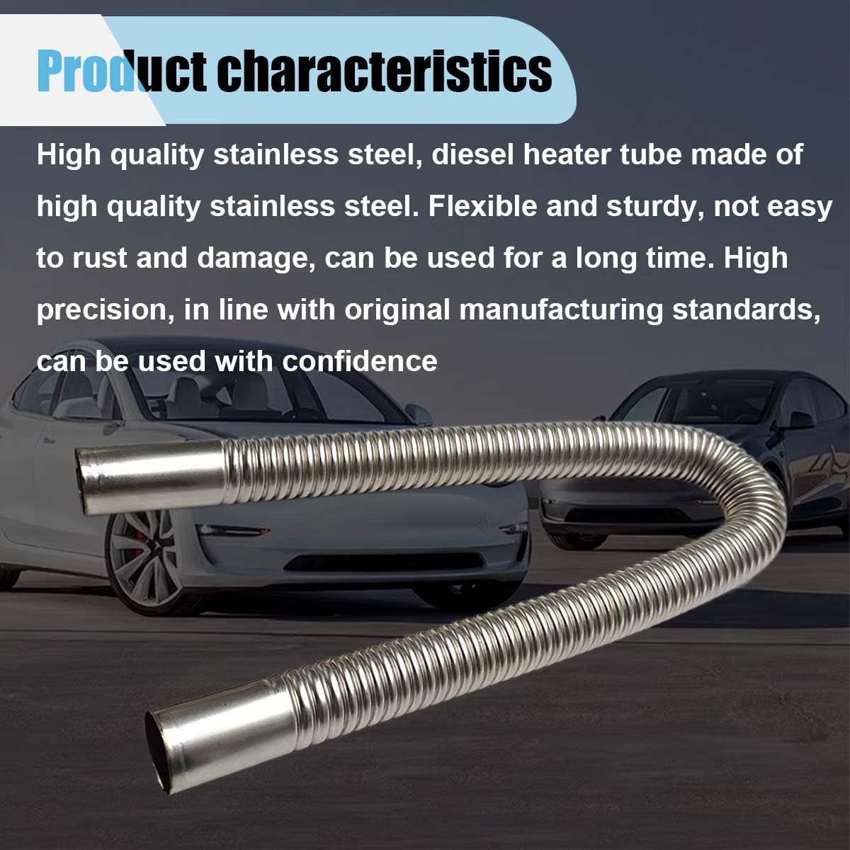 23.6 Inch Stainless Steel Exhaust Hose for Diesel Heaters - Flexible 1
