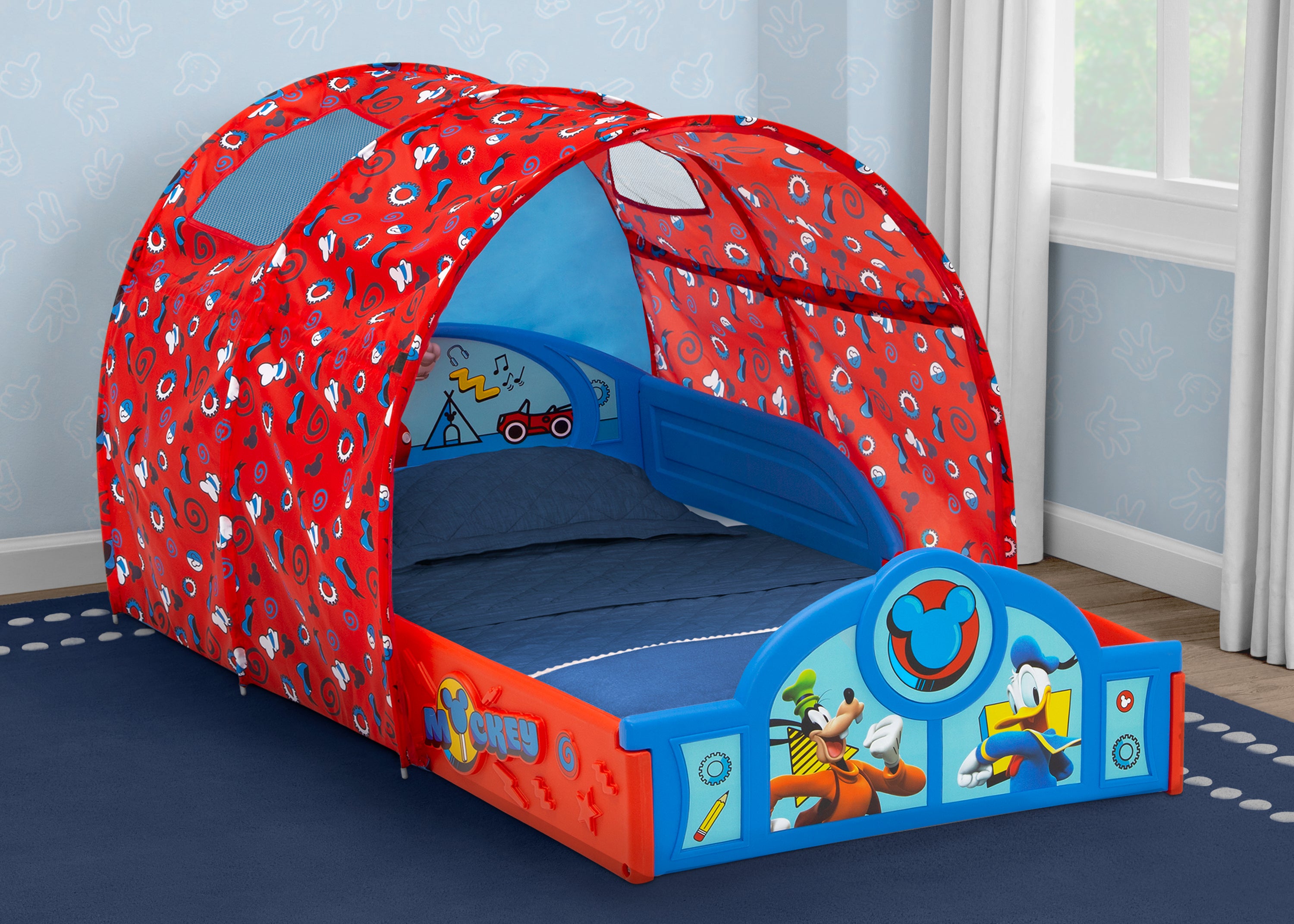 Disney Mickey Mouse Toddler Bed with Play Tent - Soft & Safe Kids Bed for Boys and Girls - Perfect for Bedrooms, Playrooms & Sleepovers