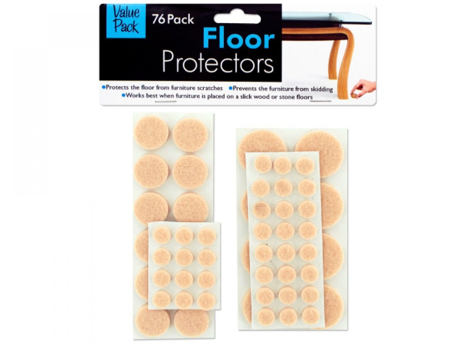 Bulk Self-Adhesive Floor Protector Pads - 24-Piece Set for Furniture & Hardwood Floors | Scratch Protection for Chairs, Tables & Couches | Home & Office Use