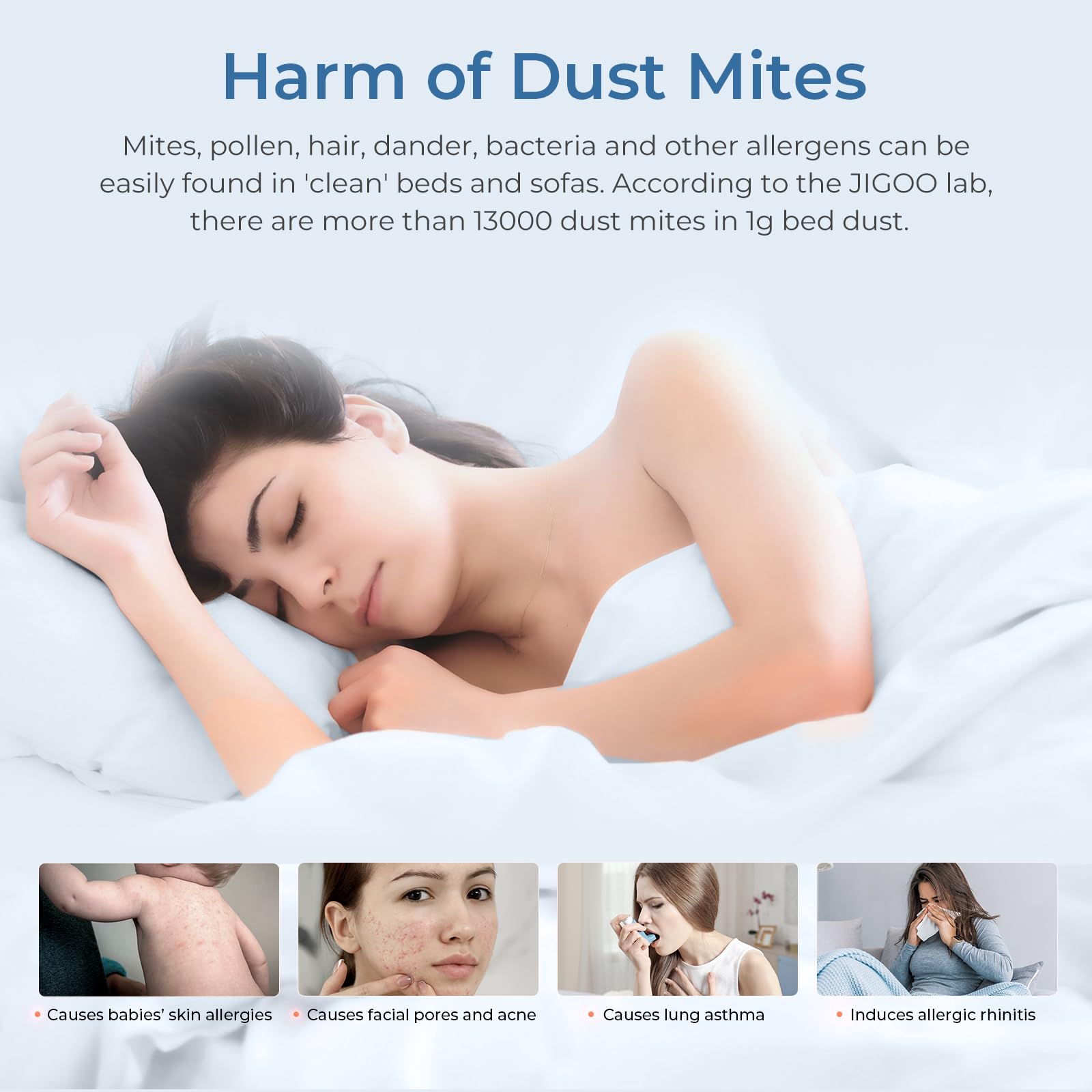 **500W 13KPa Powerful Bed Vacuum Cleaner with UV Sterilization, Ultrasonic & High Heat - Anti-Allergen Dust Sensor Mattress Vacuum for Deep Cleaning (S300 Pro, Corded) - Perfect for Allergy Relief, Pet Hair Removal & Home Sanitization**