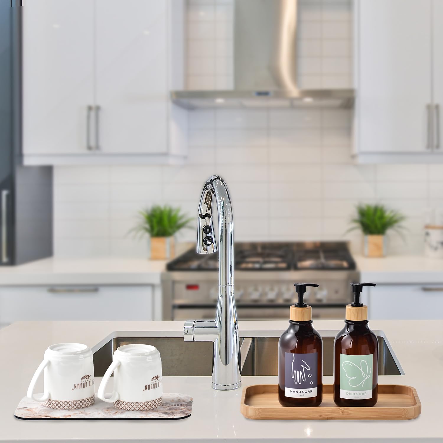 Premium Bamboo Vanity Tray & Dish Drying Mat - 11.8
