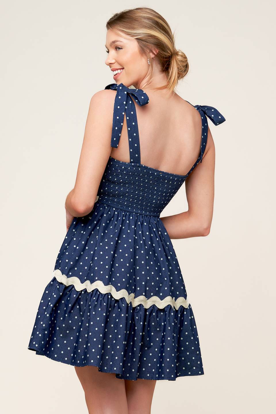 Divinely Dotted Mini Dress in Indigo - Flowy Summer Dress for Women, Perfect for Beach Vacations, Date Nights & Casual Outings
