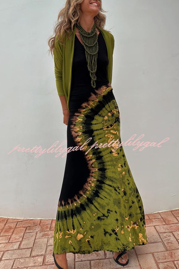 Stylish Summer Tie-Dye Print Back Lace-Up Stretch Maxi Dress for Women - Perfect for Beach Vacations, Music Festivals & Boho Chic Outfits