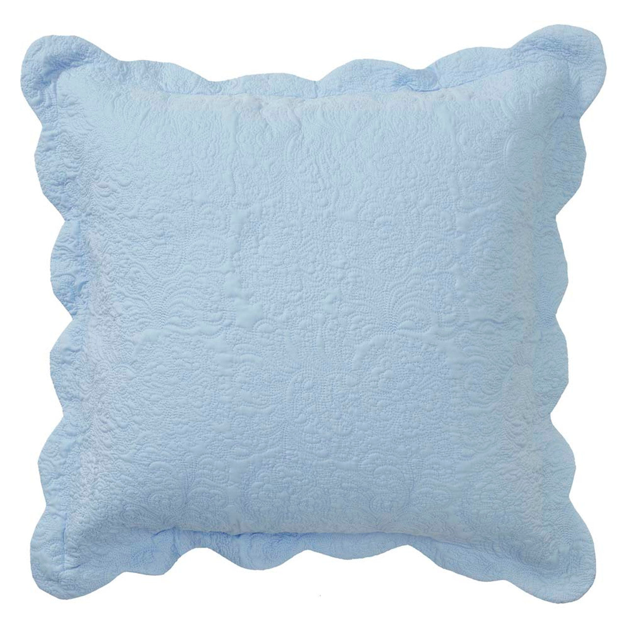 Bianca Hampton Provincial Blue European Pillowcase - Luxury 100% Cotton Pillow Cover for Bedroom Decor, Hotel Style Home Textile (Standard Size 26x26 inches) - Perfect for Master Bedroom, Guest Room & Airbnb Styling