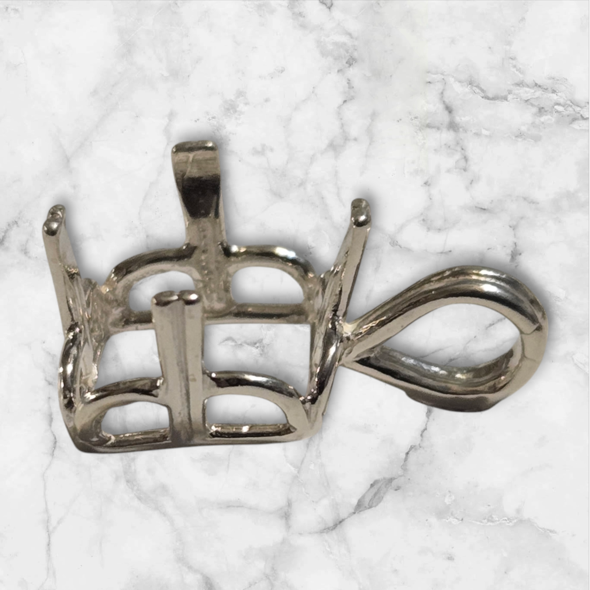 Solid Sterling Silver or 14kt Gold 10mm/14mm Square 4-Prong Pendant Setting - Handmade in USA (161089/141089) - Perfect for Jewelry Making, Custom Necklaces & DIY Craft Projects