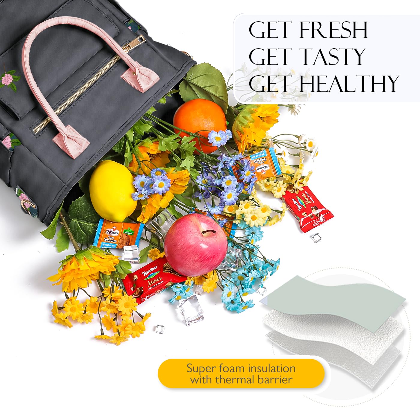 Premium Large Insulated Lunch Bag for Women - Leakproof & Waterproof Cooler Tote with Multiple Pockets & Detachable Shoulder Strap - Perfect for Work, School, Picnics, Travel - Ideal Gift for Teachers, Moms (Christmas, Birthday, Mother's Day)