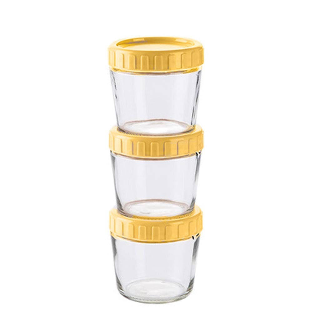 YIFEI2013-SHOP Clear Glass Storage Canisters Set of 3 - Wide Mouth Airtight Food Jars with Lids for Kitchen Pantry Organization - Perfect for Storing Coffee, Tea, Flour, Sugar & Dry Goods (Yellow)
