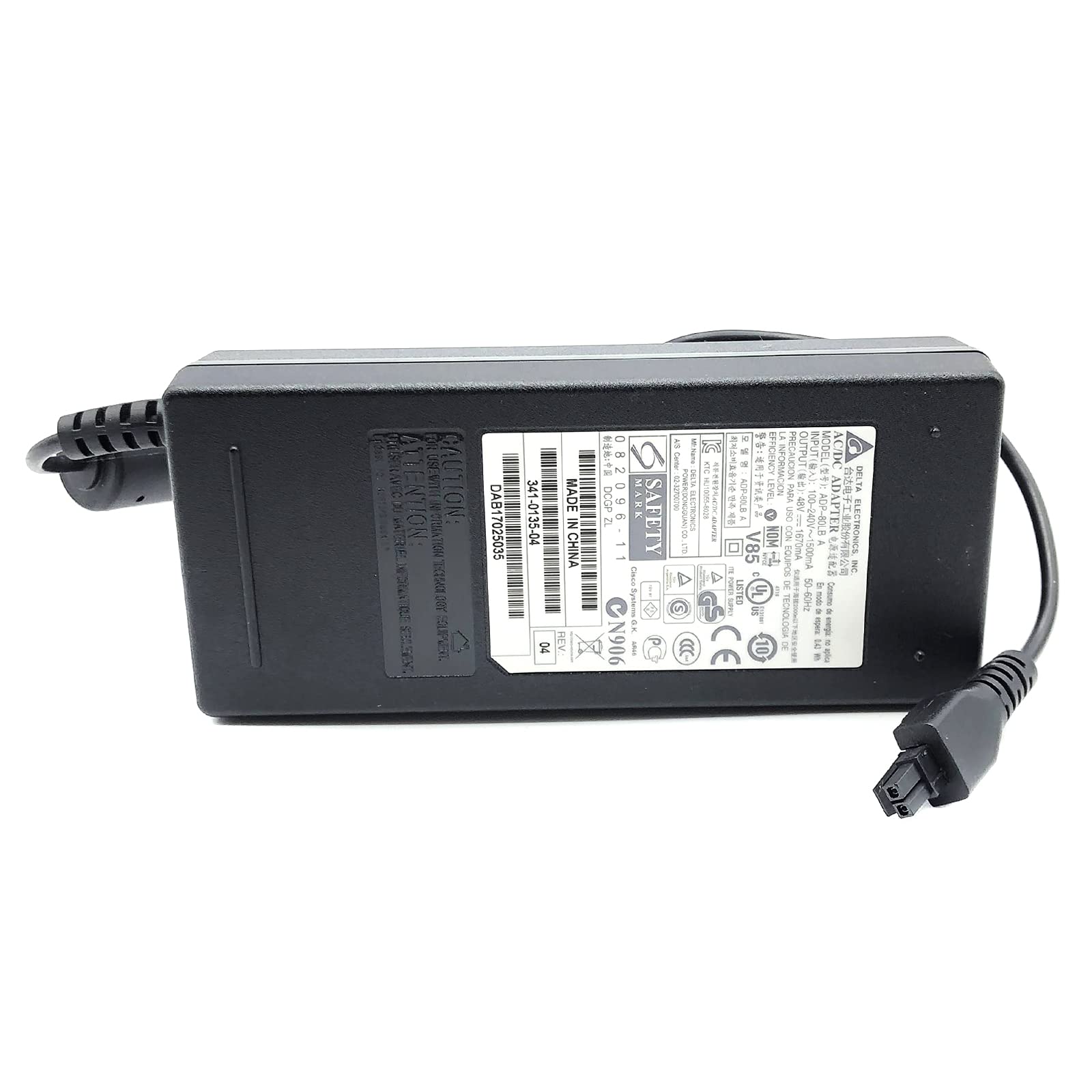 Delta ADP-80LB 48V 1.67A Power Supply (Model A 341-0135-04) with Power Cord - Genuine OEM Replacement for Industrial Equipment & Networking Devices