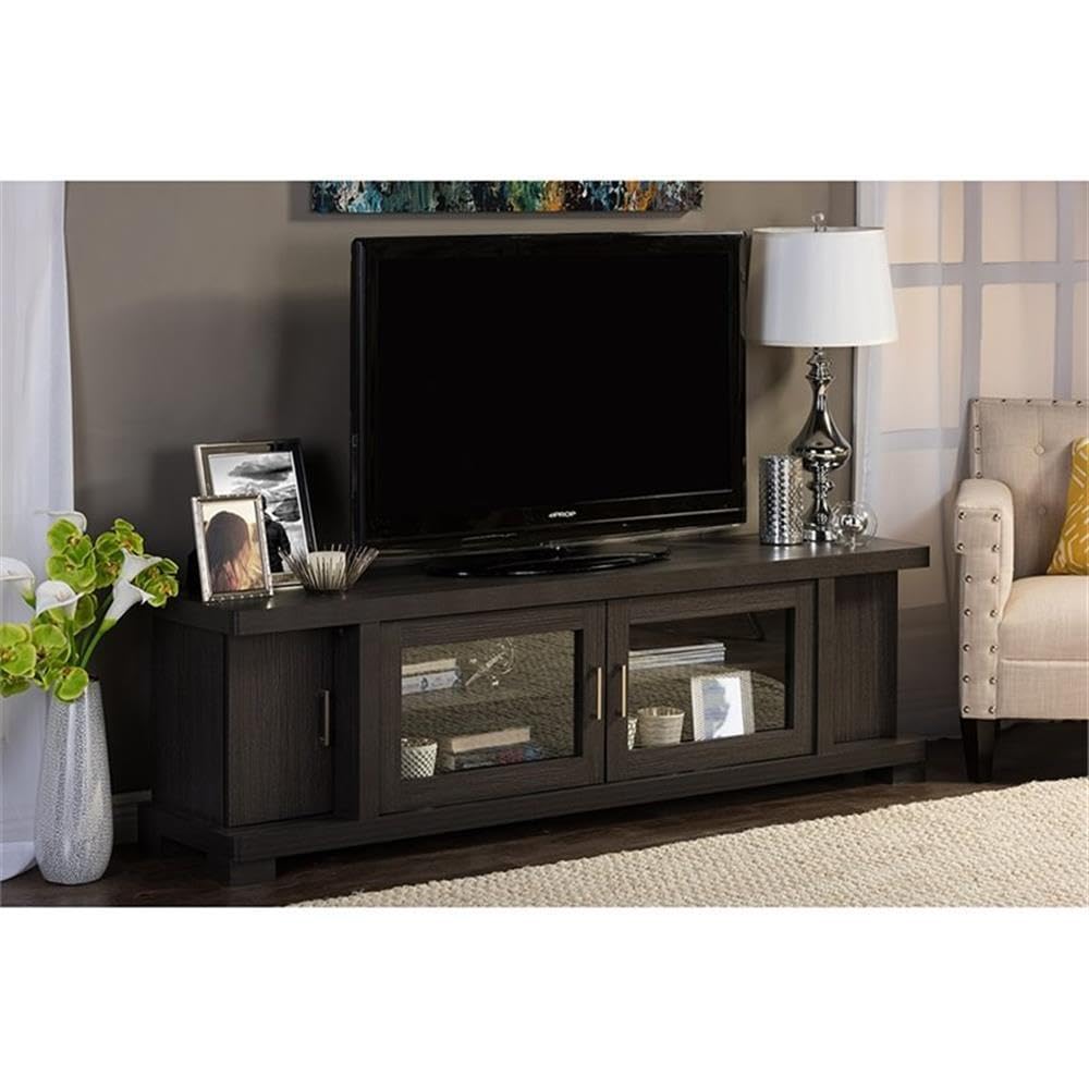 BOWERY HILL 70 Inch TV Stand Entertainment Center with Storage - Espresso Brown Modern TV Console for Living Room, Bedroom & Home Theater