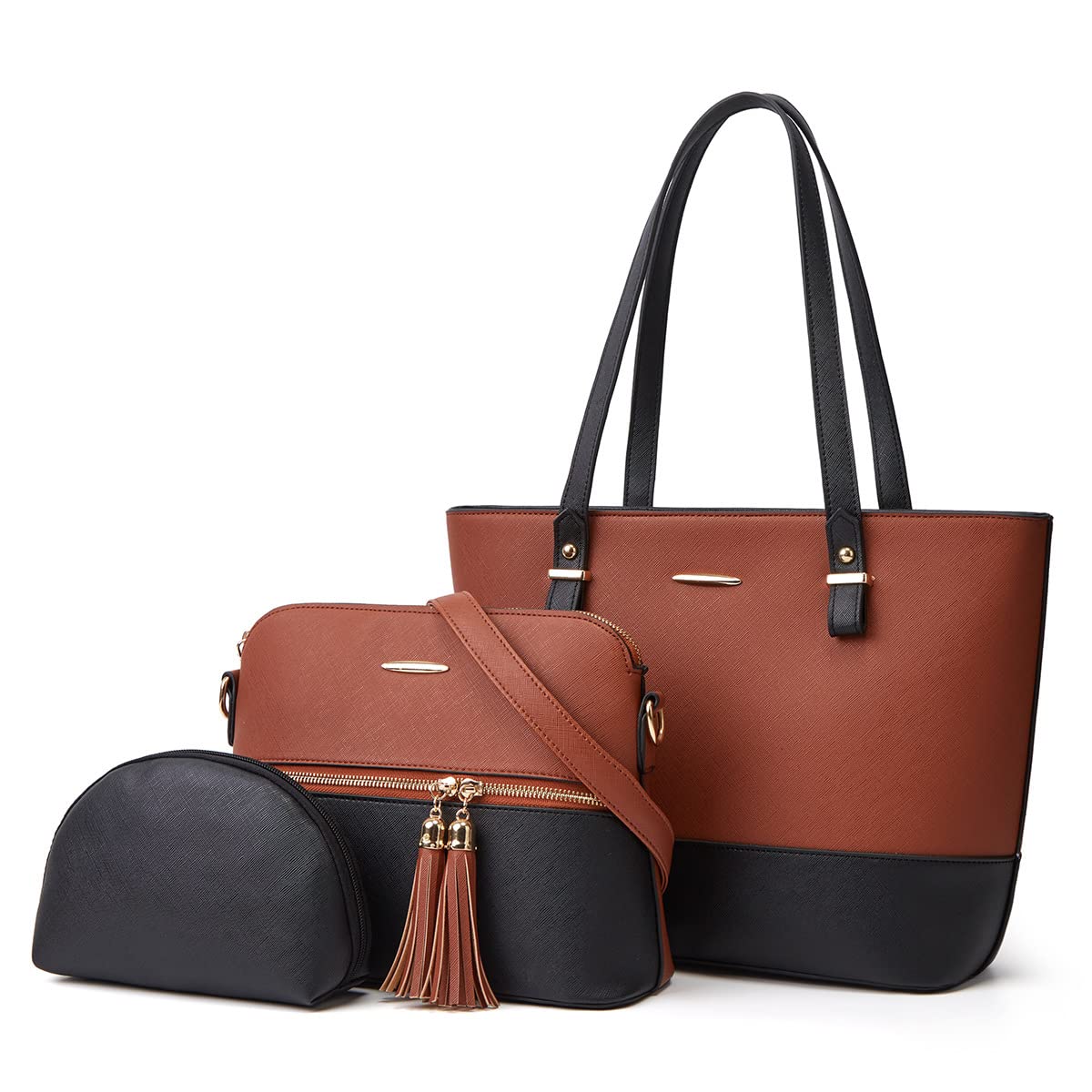 3-Piece Women's PU Leather Shoulder Bag Set - Stylish Crossbody & Tote Handbags for Work, Travel & Daily Use | Fashionable Purses for Women | Perfect for Office, Shopping & Leisure Activities