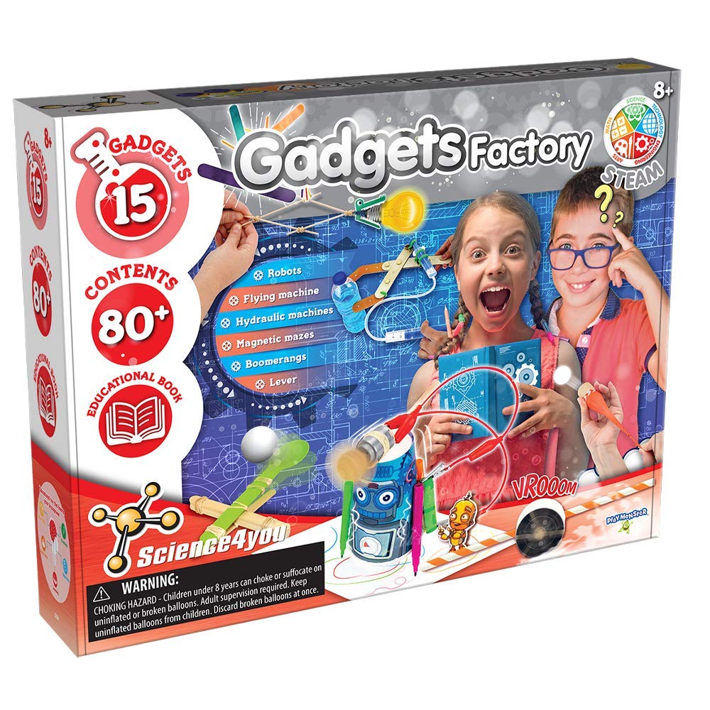PlayMonster Science4you Gadgets Factory Kit - Build 15 Exciting STEM Gadgets & Science Experiments - Educational DIY Science Toy for Kids Ages 8+ - Perfect for Birthday Gifts & Classroom STEM Activities