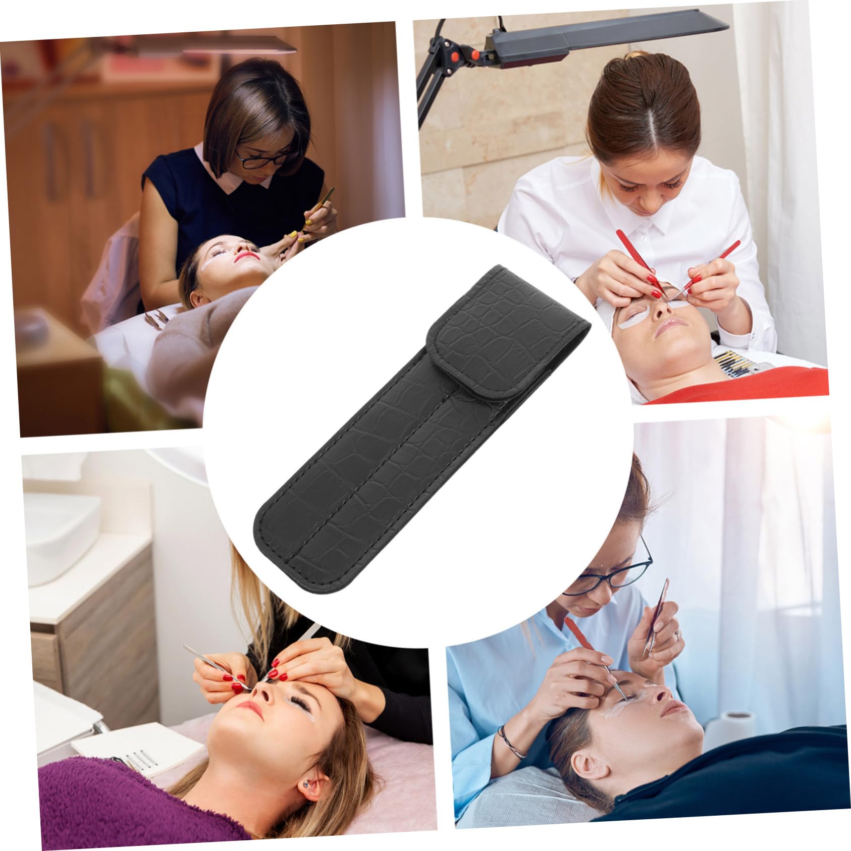 Premium Empty Tweezers Storage Pouch - Magnetic Closure Eyelash Extension Tweezer Holder Case (Crocodile Pattern) - Perfect for Lash Artists, Salon Professionals & Beauty Storage Organization
