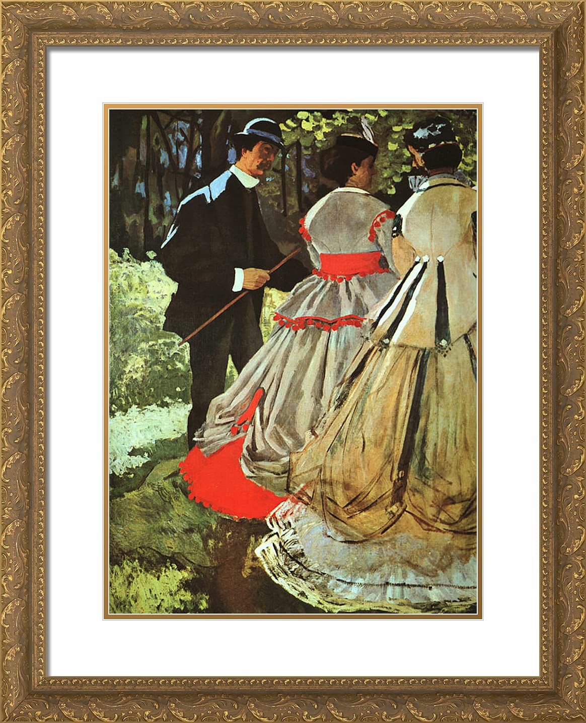Claude Monet 'Lunch on the Grass' 20x24 Inch Gold Ornate Framed Art Print with Double Matting - Premium Wall Decor for Living Room, Bedroom & Office