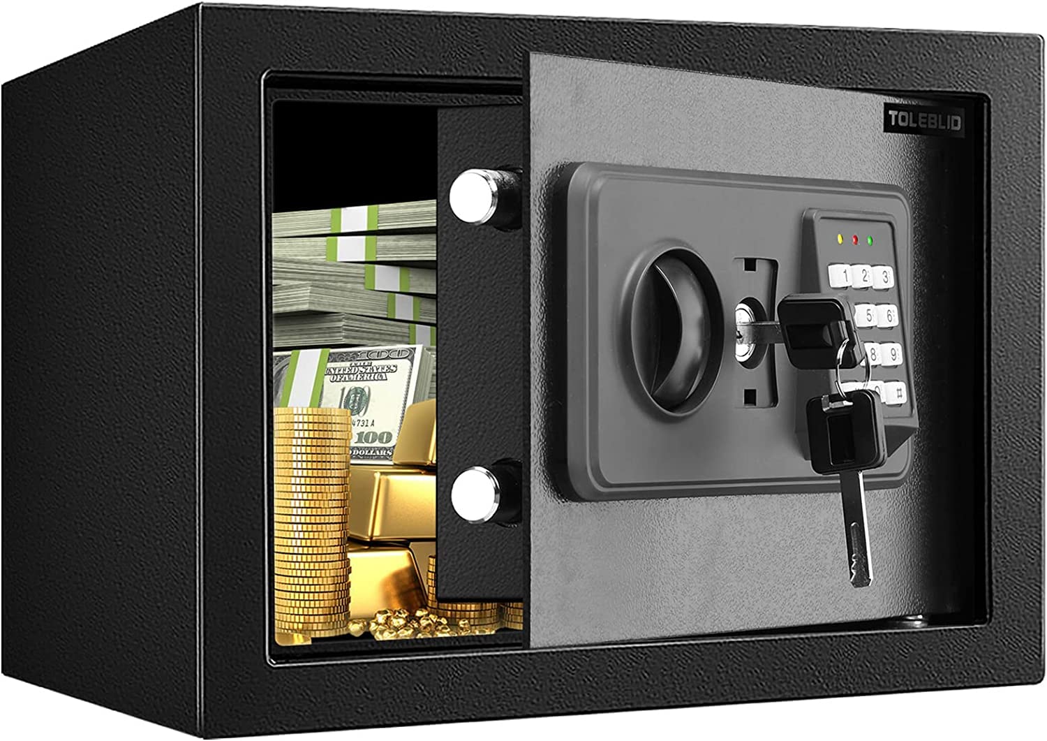 Fireproof Safe Box with Digital Keypad & Combination Lock - 0.8 Cubic Feet Home Security Safe for Money, Jewelry, Documents, Guns & Valuables - Ideal for Home, Office & Gun Storage Protection