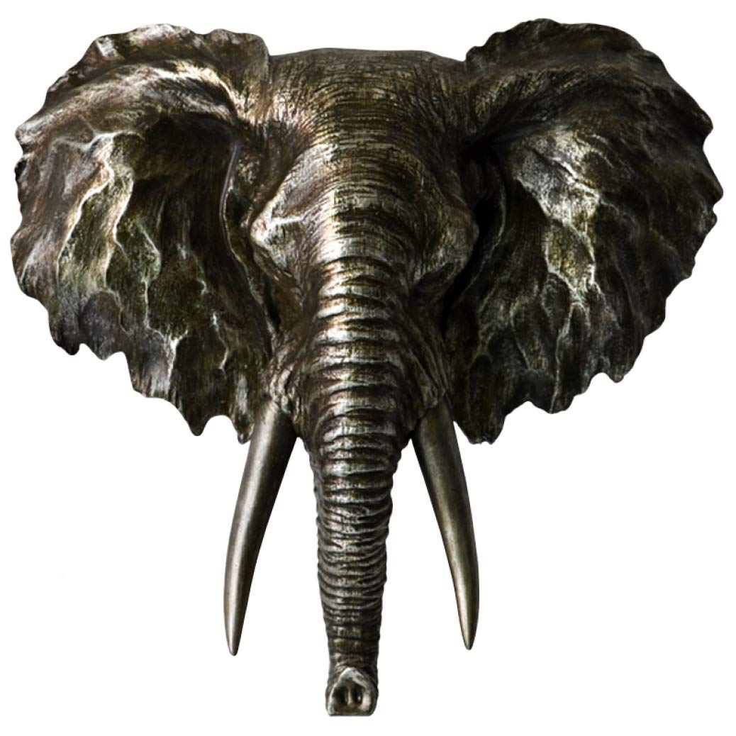 African Elephant Head Sculpture Wall Decor - Handcrafted Wild Animal Statue for Modern Home & Office - Perfect for Living Room, Bedroom, or Safari-Themed Interior Design