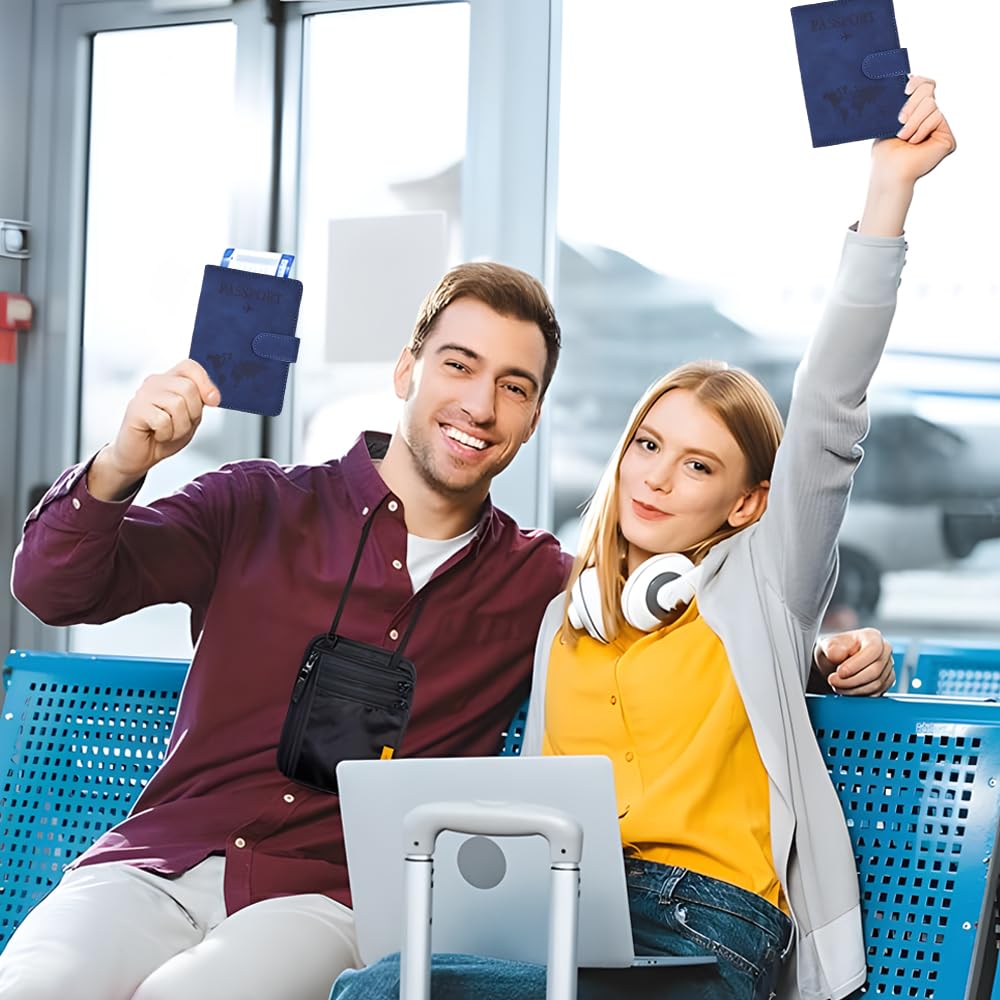 RFID Passport Holder - PU Leather Travel Wallet with Card Slots for Secure Journeys