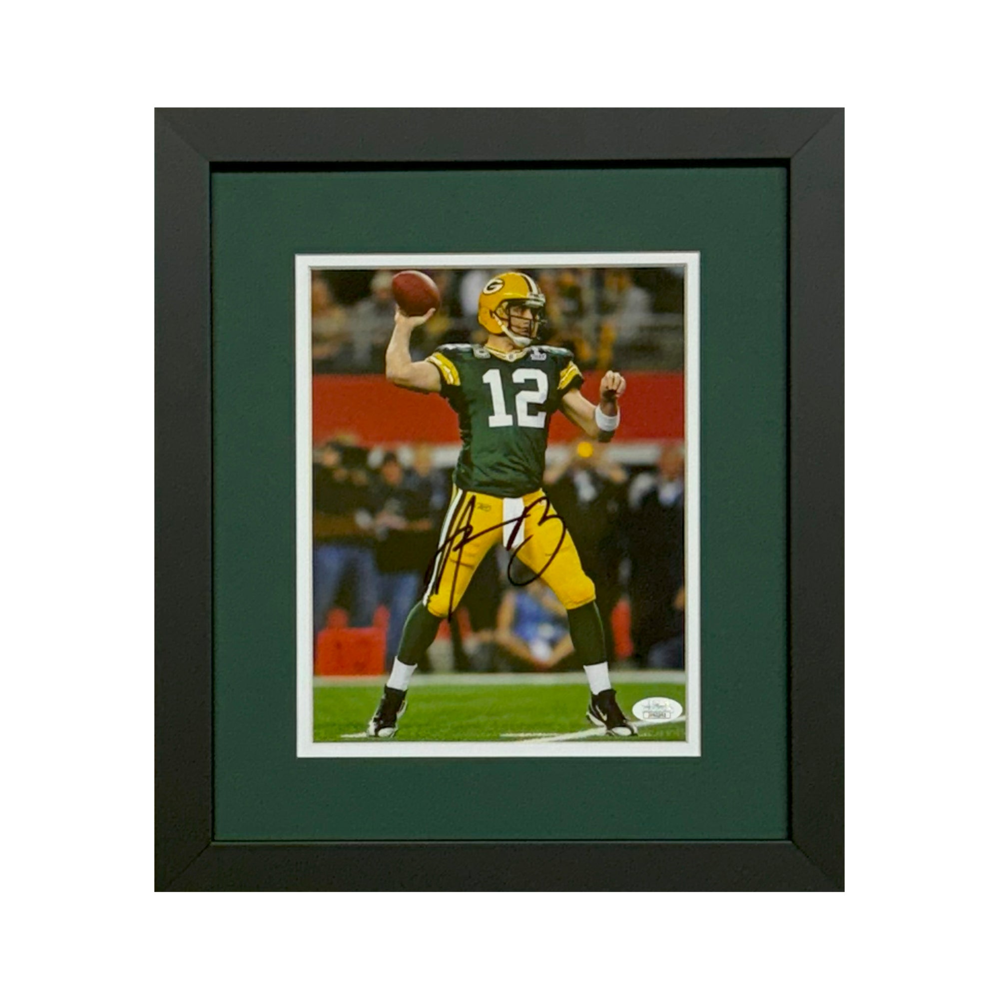 Aaron Rodgers Autographed Green Bay Packers 8x10 Framed Photo - Officially Licensed NFL Memorabilia for Sports Fans & Collectors - Perfect for Man Cave, Game Room, or Office Decor