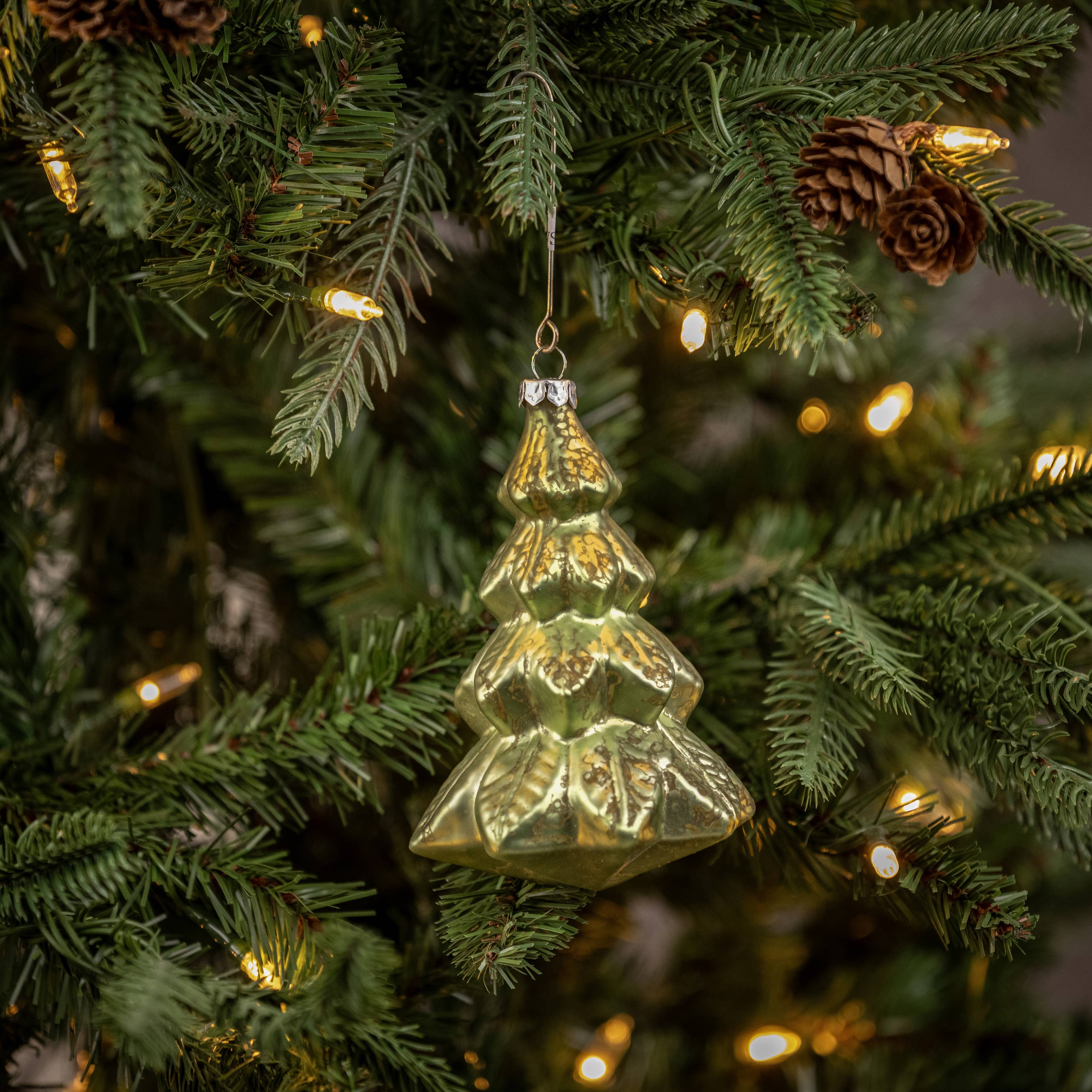Eco-Friendly Green Glass Christmas Tree Ornament - Handmade Holiday Decor for Xmas Tree, Home, Party & Gift Giving