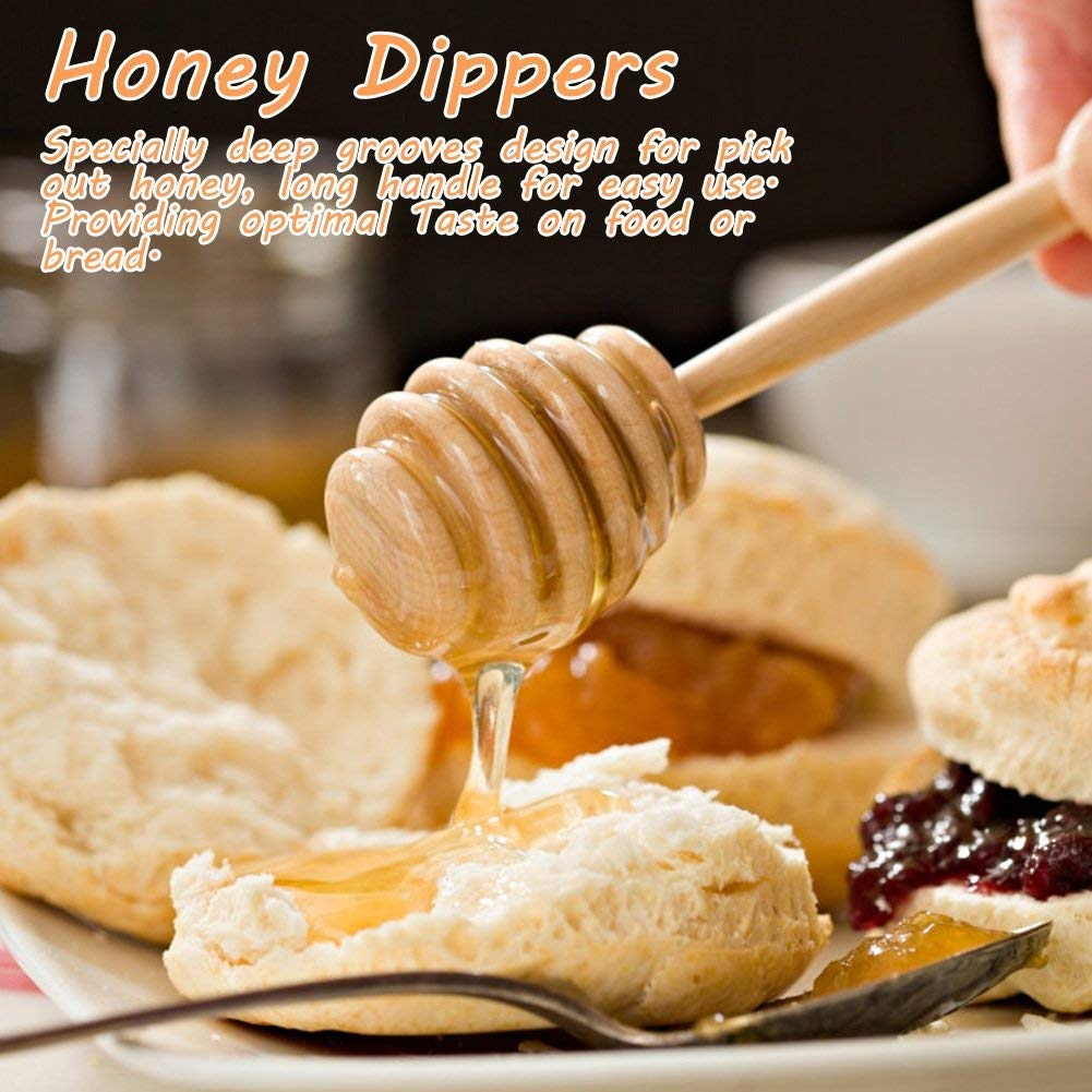 Wooden Honey Dipper Set - 50Pcs Mini Jam Stirring Sticks for Home & Kitchen Use