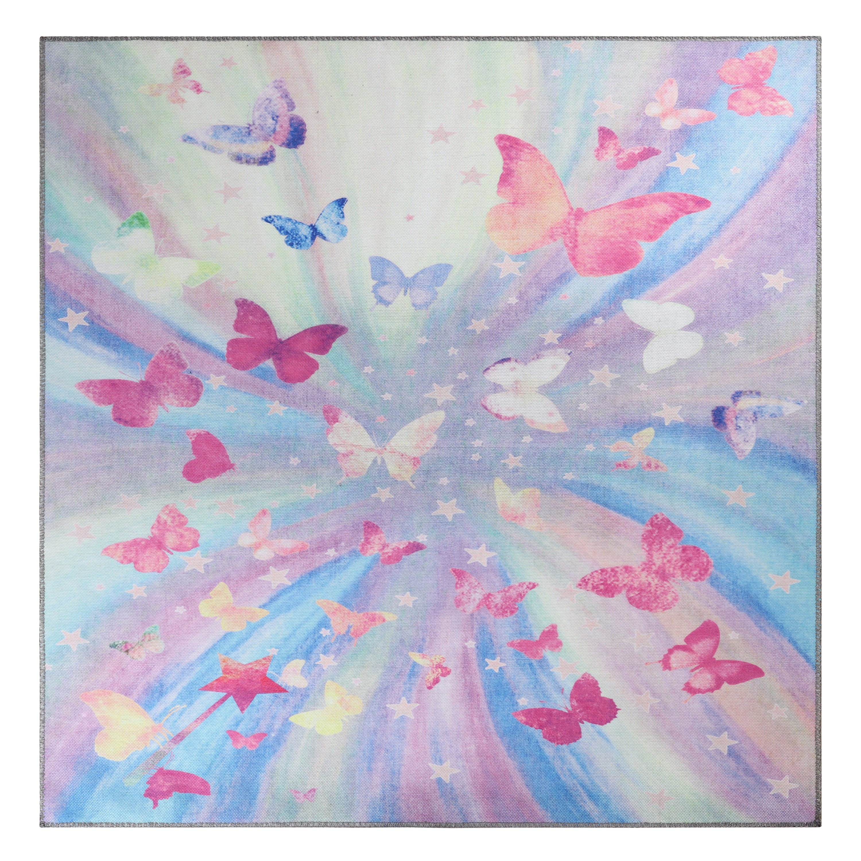 Non-Slip Butterfly Kids Playroom Rug - Washable Nursery Carpet for Toddlers & Children - Soft Indoor Floor Mat for Play Areas, Bedrooms & Daycare