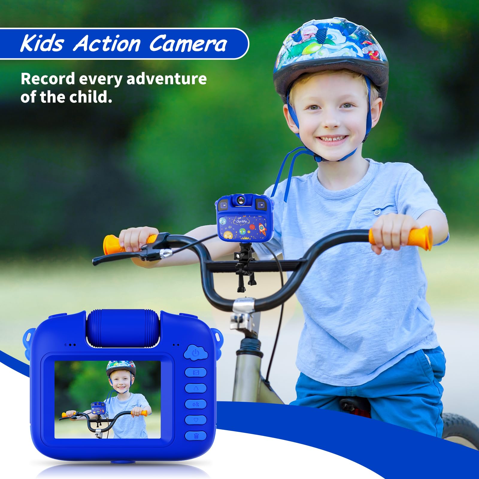 Ourlife Kids Waterproof Digital Camera - 100FT Underwater HD 1080P Video & Photo Camera for Boys and Girls | Rechargeable Toy Camera for Swimming, Beach, Pool & Outdoor Adventures | Perfect Christmas Birthday Gift for Children