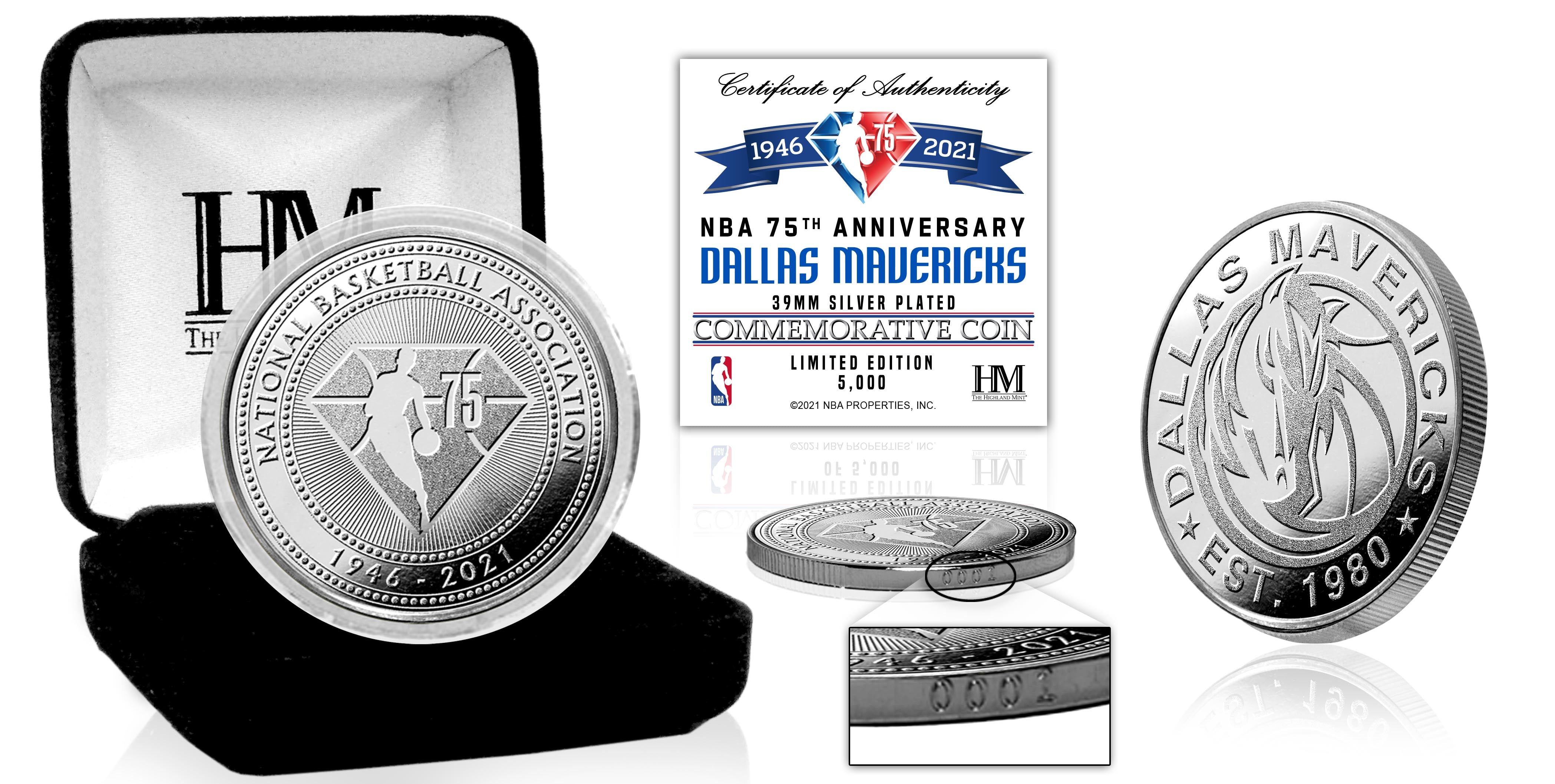 Dallas Mavericks NBA 75th Anniversary Commemorative Silver Coin - Limited Edition Collectible for Fans, Sports Memorabilia, Gift for Basketball Lovers (Perfect for Display, Fan Collections, and Special Occasions)