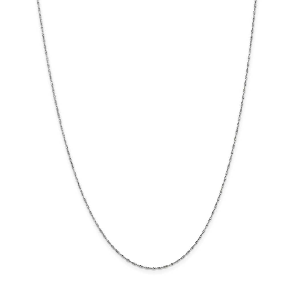 The Black Bow 1mm 14k White Gold Diamond Cut Singapore Chain Necklace - Perfect for Elegant Evenings & Special Occasions