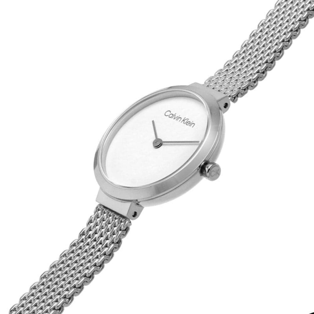 Calvin Klein Women's Minimalist Silver Milanese Strap Watch 25200082 - Elegant Accessory for Office, Date Night & Special Occasions