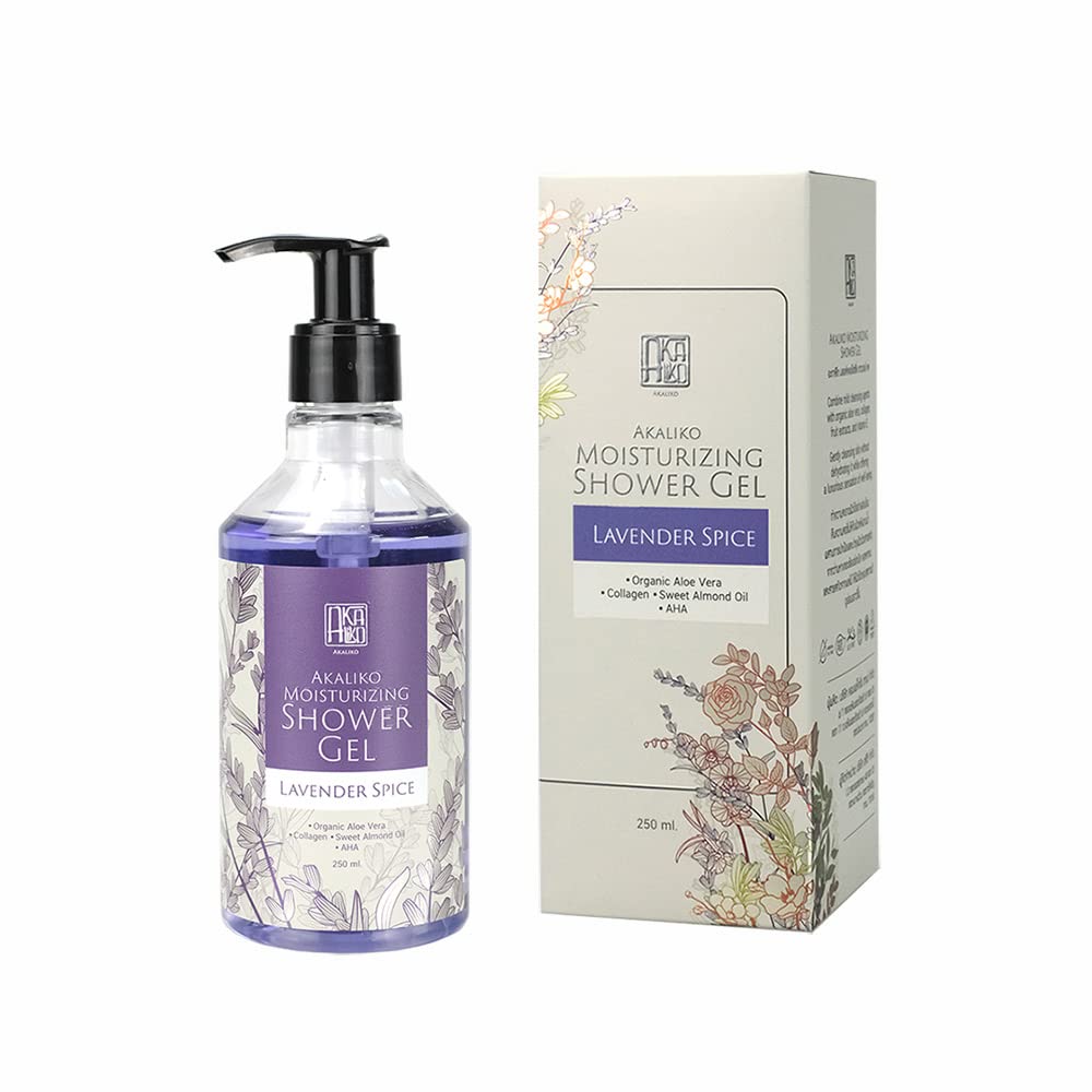 AKALIKO Lavender Moisturizing Shower Gel & Oolong Body Oil Set for Dry Skin - Relaxing Aromatherapy Bath & Spa Gift Set for Women & Men
