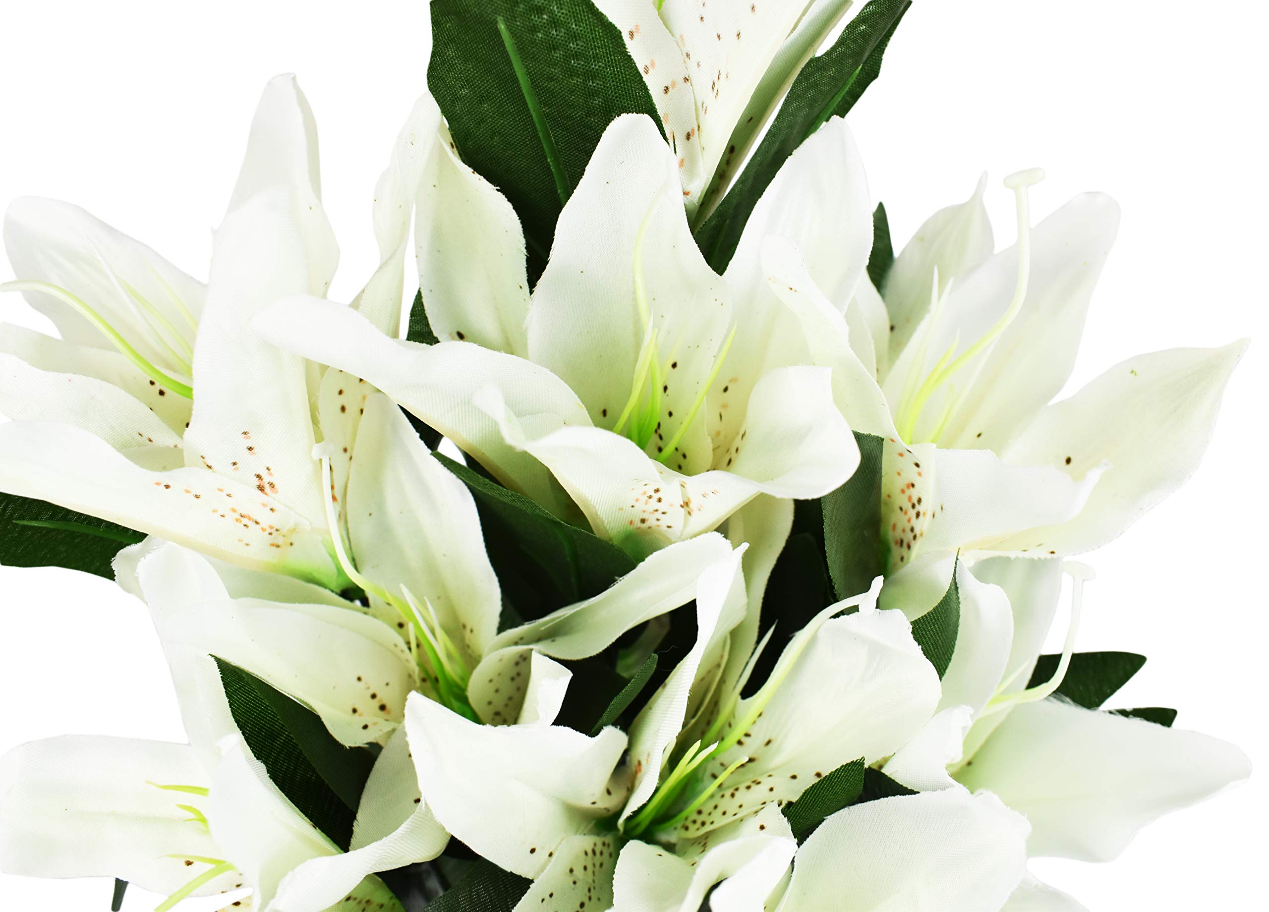 4-Pack Artificial Lily Flower Cemetery Vases - Elegant Pink & Green Memorial Vases for Graveside Decor - Perfect for Graves, Memorials & Sympathy Arrangements